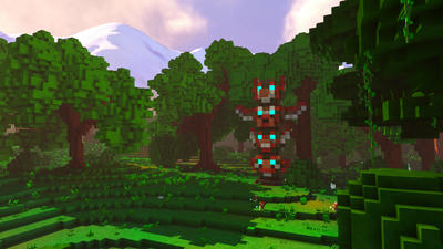 Dense forest with armored character