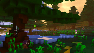 Twilight forest lake